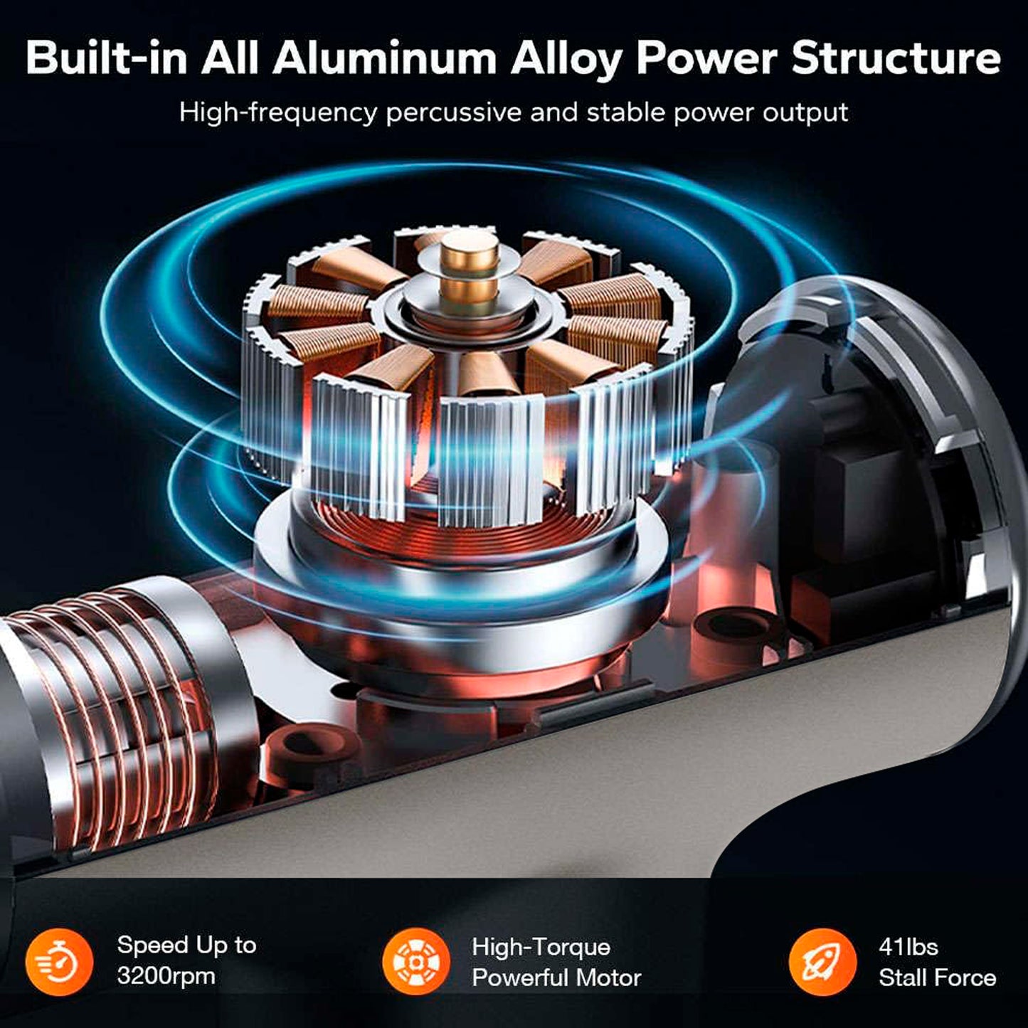 TheraFly Massage Gun Deep Tissue for Athletes - Handheld Electric Percussion for Pain Relief (Silver)